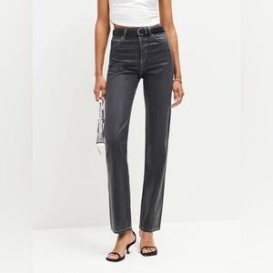 Reformation Cynthia High Rise Glossy Black Jean NWT